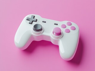 White Game Controller on Pink Surface