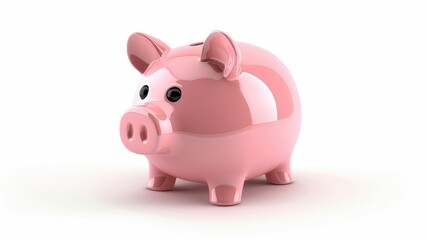 Obraz premium A pink piggy bank with a black nose and two black eyes