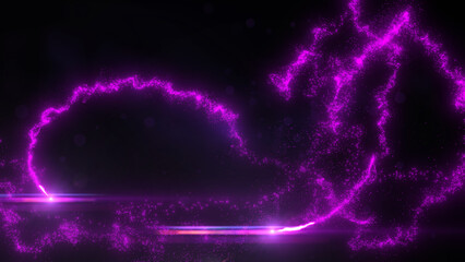 Purple Wavy Light Lines Crossing Turbulence Particles and Lens Flares, Widescreen 4K Resolution