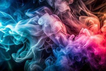 Colorful smoke texture in abstract art against dark background