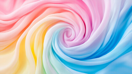 Fototapeta premium Colorful swirl of pastel fabric creating a soft, dreamy texture in gentle light