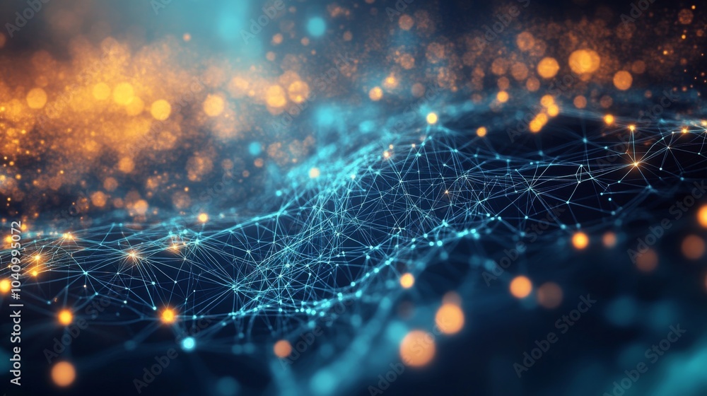 Poster abstract background featuring a blue and green color scheme representing technological advancement.