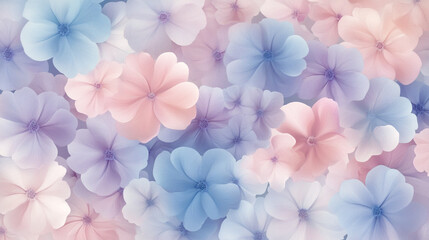 Soft pastel floral background featuring delicate blue and pink flowers in a serene pattern