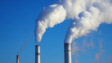 Industrial chimney emitting smoke, a symbol of industry and environmental impact