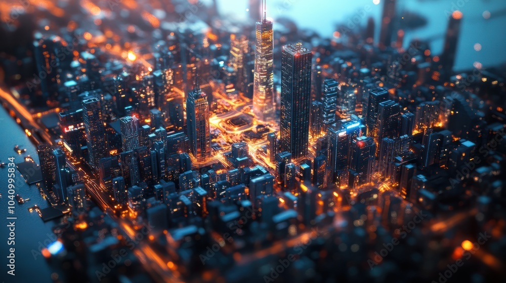 Poster a smart city with a connected network and internet of things.