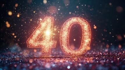 Number 40 with sparkling lights