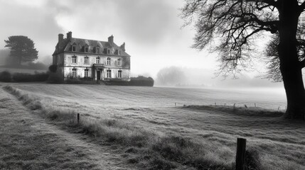 Timeless beauty of a historic home in a vast landscape.