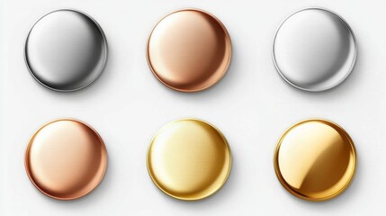 Unique holographic finishes enhance the aesthetic of these stylish buttons.