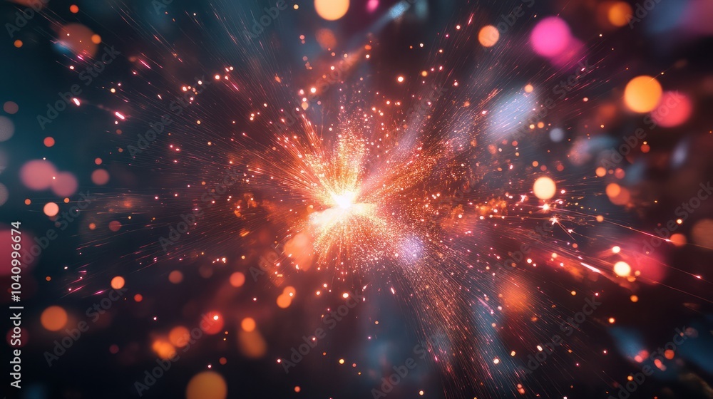 Poster abstract firework background with free space for text