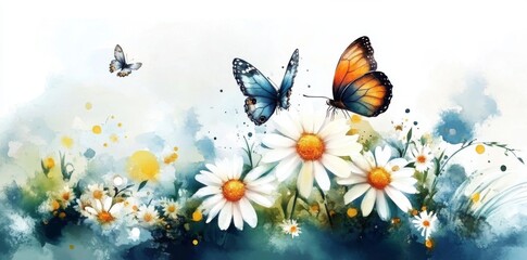 Beautiful floral background in an aquarelle style.