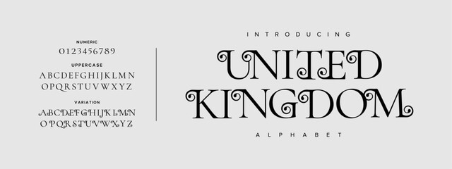 United typography beauty fashion elegant minimalist serif italic fonts decorative wedding vintage retro logos. Minimal luxury font alphabet logo. Vector illustration