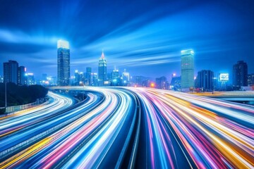 Fototapeta premium Dynamic Light Trails Capture the Energy of Urban Traffic
