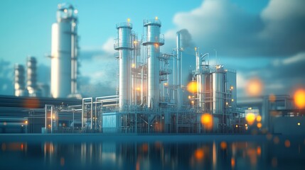 Obraz premium Industrial factory emitting smoke, environmental impact of manufacturing and air pollution