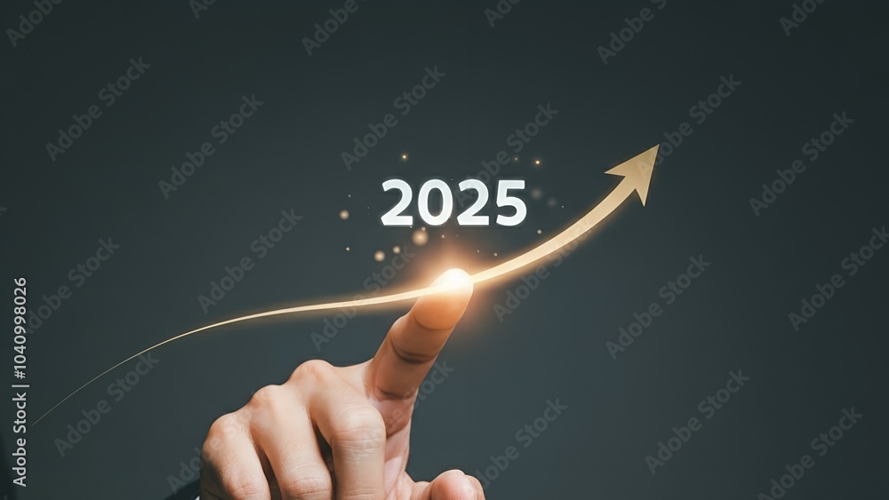 Aufkleber finger tracing upward growth curve towards 