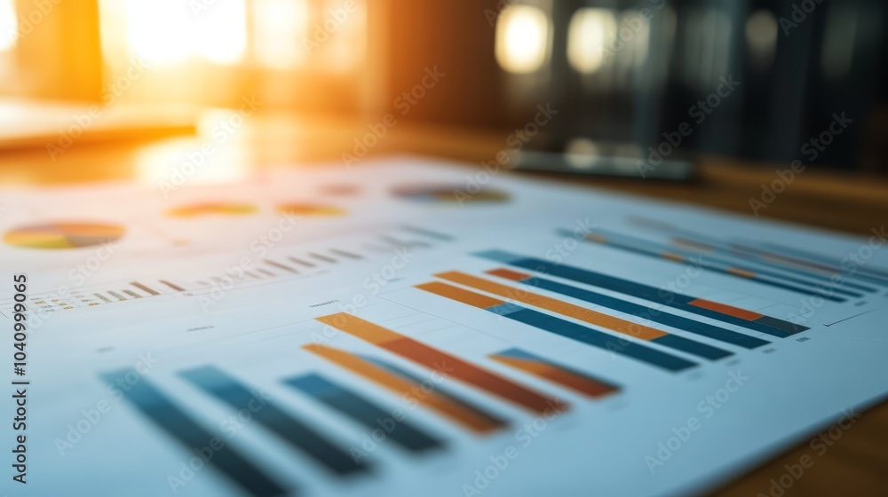 Aufkleber detailed data analysis, close up view of paper with graphs showing trends and insights