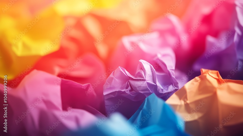 Poster abstract background with colorful crumpled paper texture vibrant and textured design