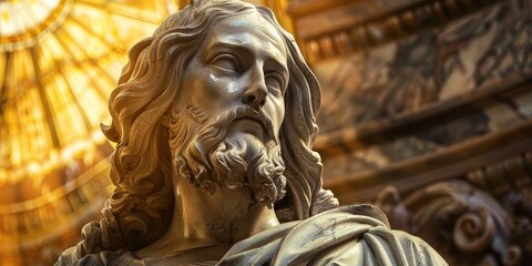 Obraz premium A statue of Jesus Christ with a beard and a robe