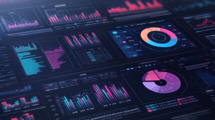 business statistics info graphics, pie charts, bar graphs, and numerical data, business growth analysis.