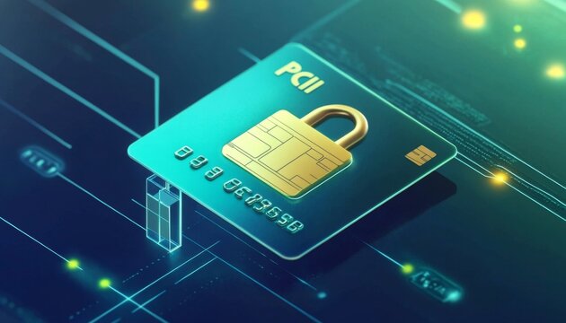 Visual representation of secure payment card data through a locked credit card image.