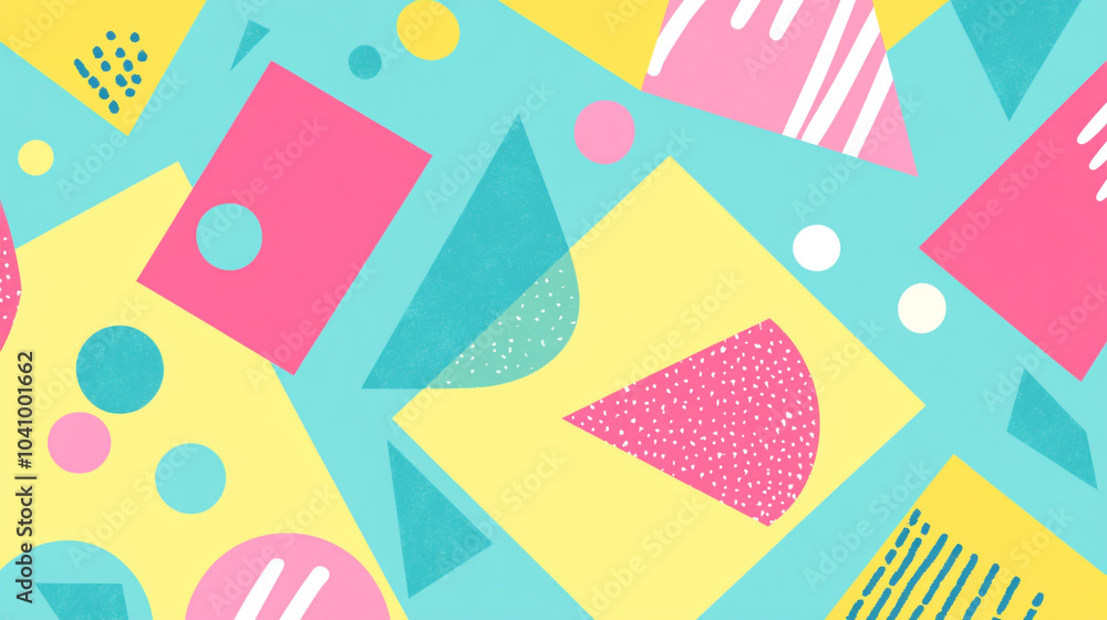 Poster vibrant abstract shapes form a playful pattern on a light background