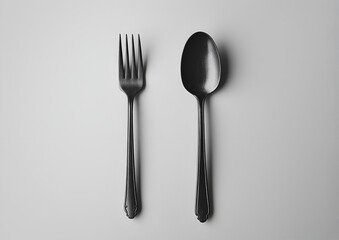 Silverware fork and spoon on a white background