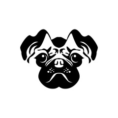 Dog head silhouette vector with white background.