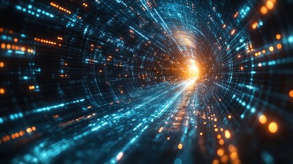 Obraz premium Futuristic tunnel of light and energy, depicting motion and speed.