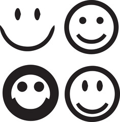 Collection of Smile Silhouettes with Different Expressions