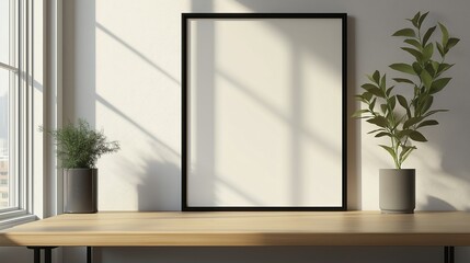 Fototapeta premium Mock up poster in Living room, Scandinavian decoration, 3d render, 3d illustration