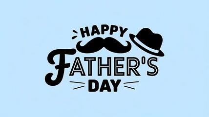 Fototapeta premium Happy Father's Day Greeting with Mustache and Hat
