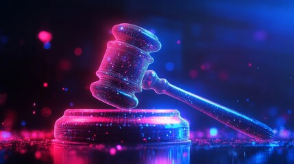 Dark Blue Background with Modern Gavel