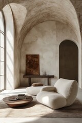 Home mockup, contemporary minimalist living room interior, 3d render, Generative AI