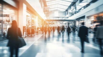 Fototapeta premium A vibrant scene capturing the energy of a crowded mall on sale day. 