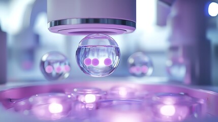 Robotic assisted fertility clinic featuring AI for precise embryo selection and IVF.