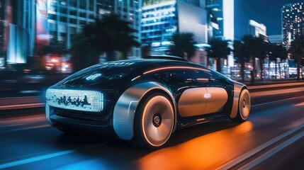 Naklejka premium Connected Mobility: Autonomous Cars in Modern Cities 