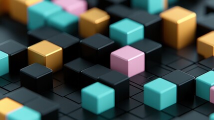 Obraz premium Abstract 3D Geometric Pattern with Colorful Cubes Seamless Design