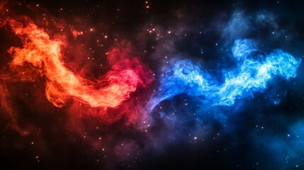 Naklejka premium The dynamic interplay of colors contrasts the theme of conflict and rivalry.