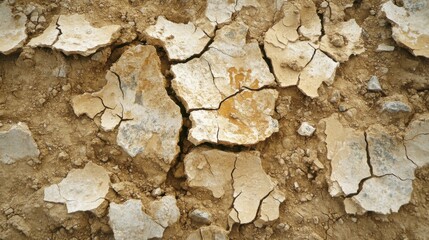 Closeup of cracked dry earth in a desert or arid climate