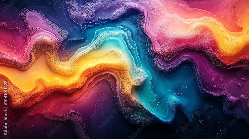 Poster colorful abstract wave design with vibrant gradients and smooth texture.