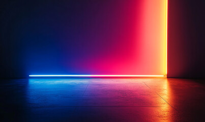 Obraz premium Colorful Neon Spectrum Illuminates a Futuristic Electric Design in Modern Tech Interiors