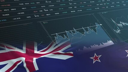 New Zealand flag - Waving flag on report analytics data statement - Powered by Adobe