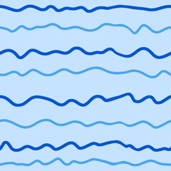 Background rhythmic waves. Seamless pattern wavy line blue sea water. Wavy flow line pulse. Endless Wave currents flow line.