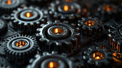 Glowing Cogs of a Machine