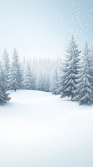 Obraz premium A snowy forest scene with tall pine trees and a dusting of fresh snow.