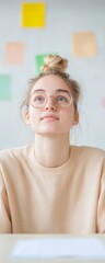 Young Woman in Classroom Engaged in Learning