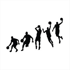 Basketball player silhouette poses with various styles