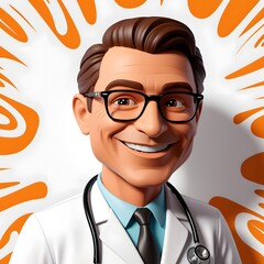 3d character emerging from a smartphone & Doctor