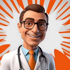 3d character emerging from a smartphone & Doctor