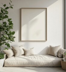 Mock up frame with minimal decor close up in home interior background, 3d render, Generative AI