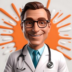 3d character emerging from a smartphone & Doctor